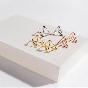 PYRA - Pyramid 3D unique sterling silver earrings